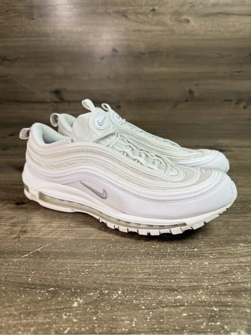 Nike Air Max 97 Triple White Wolf Grey Mens Size 12 921826-101 Sneakers
